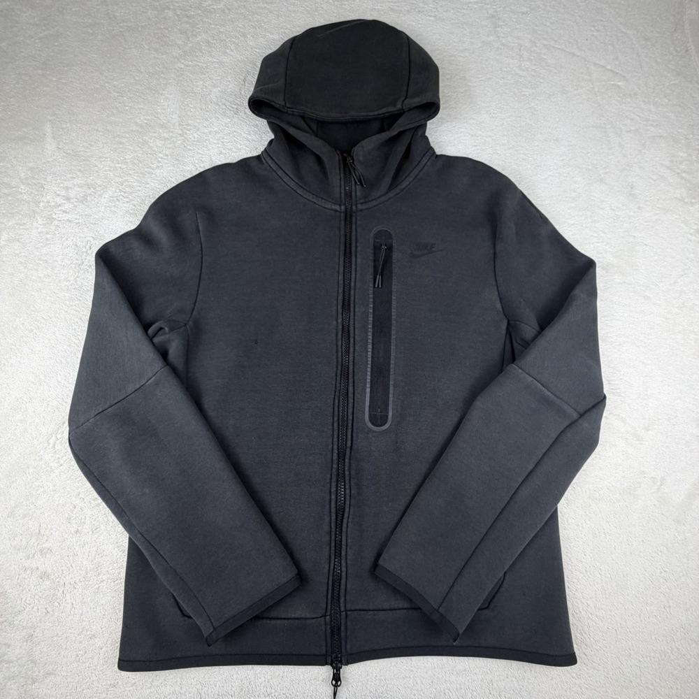 Nike Tech Fleece Full Zip Hoodie Black Mens M DD3100-010 Scuba Hood Athletic